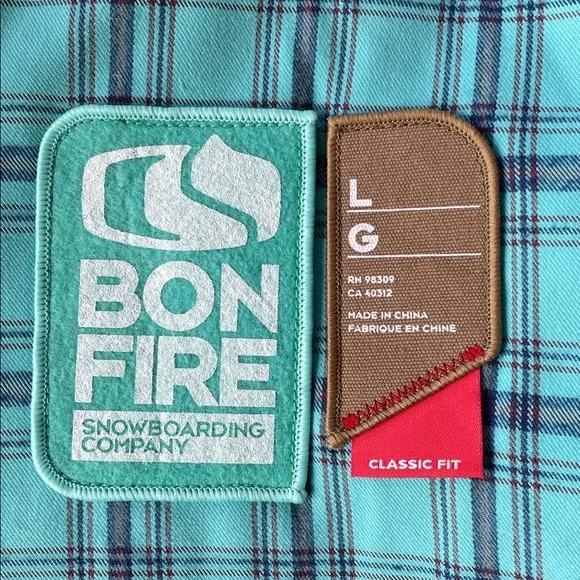 Bonfire Colorblocked Snowboard Puffy Jacket, White Green Navy, Size L - Picture 7 of 10